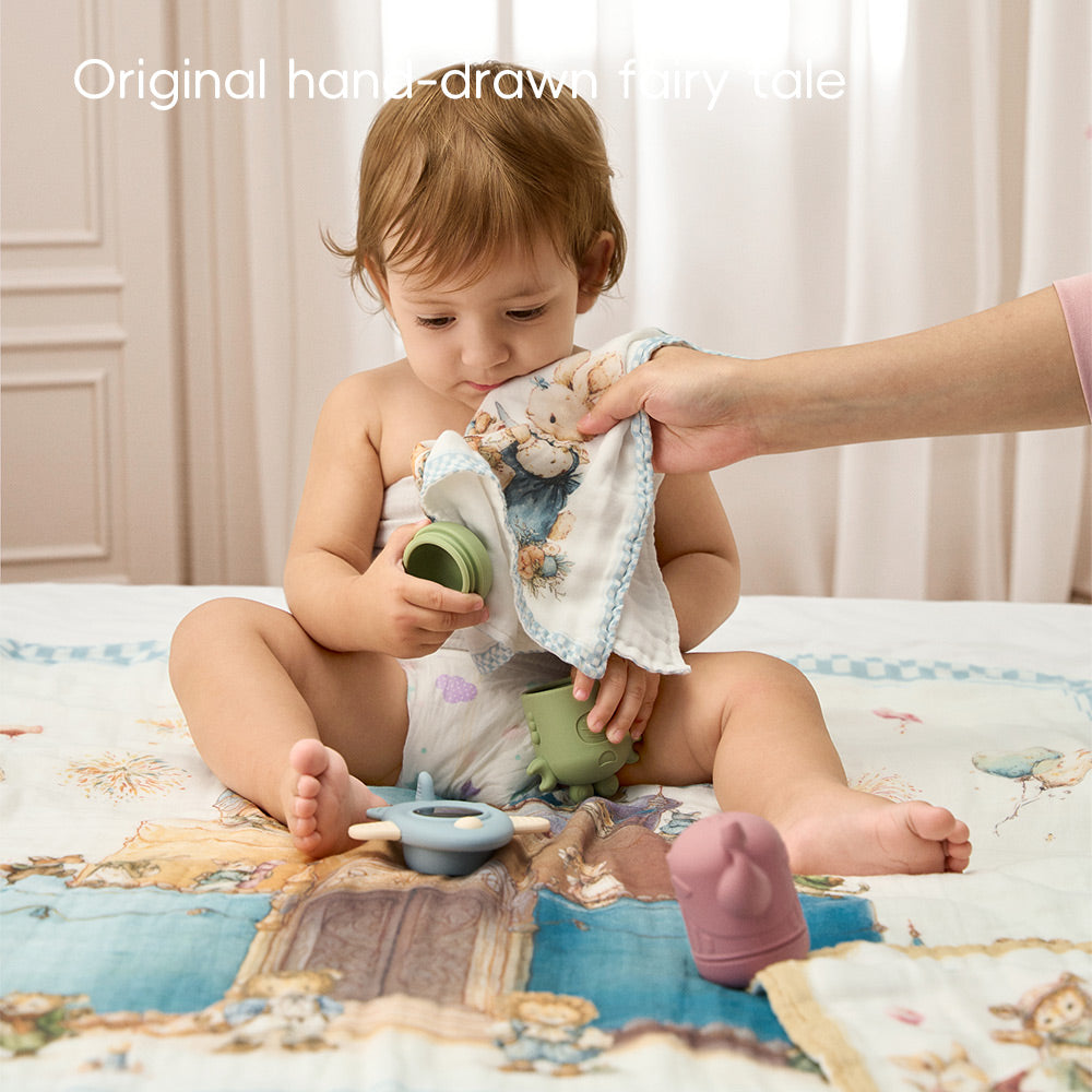 Baby Bath Gift Set (7-Piece) | Soft Cotton Towel & Bath Toy Bundle for Newborns & Toddlers