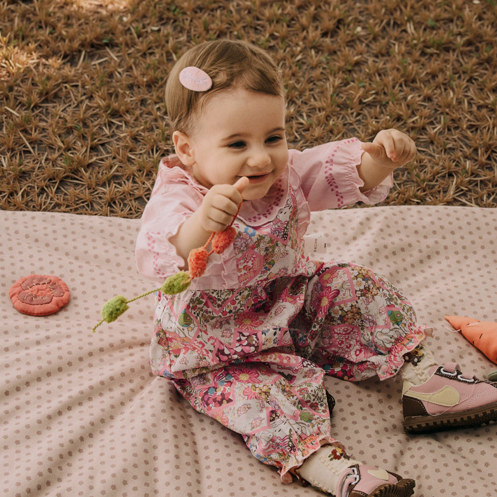 Pink Floral Twill Baby Romper 🌸