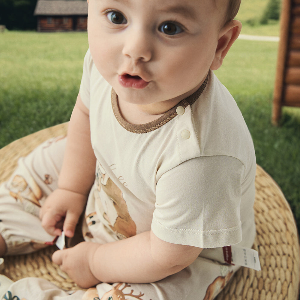 Soft Baby T-Shirt with Woodland Animal Print – Breathable and Comfortable for Summer