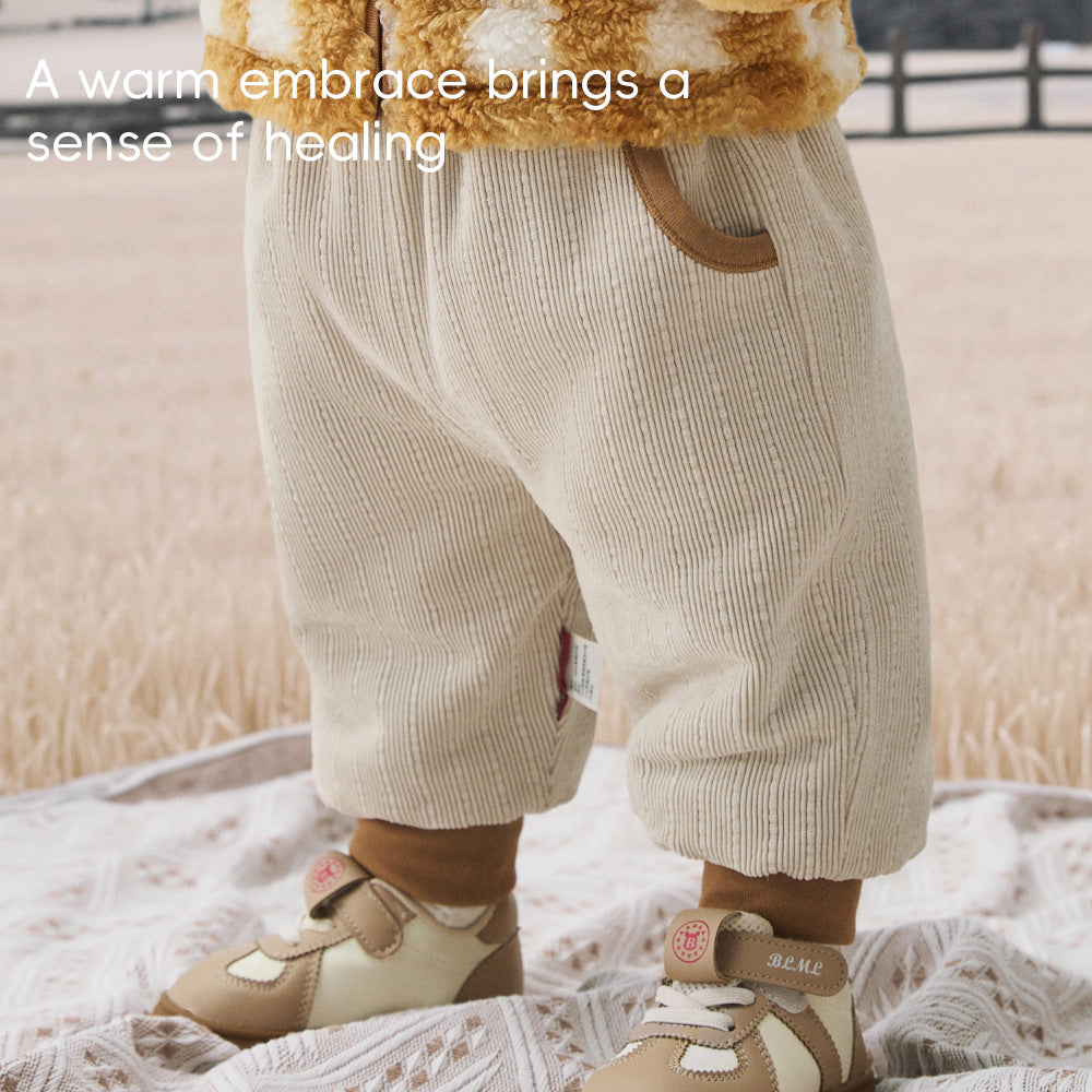 Cozy Teddy Fleece Baby Pants with Checkered Pattern | Soft Warm Winter Bottoms (5°C–20°C)