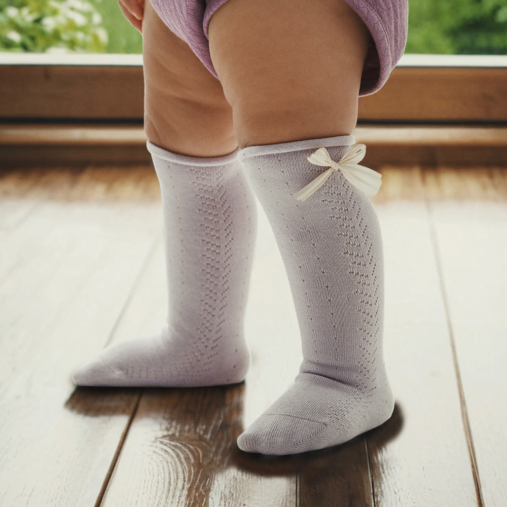 2-Pack Cotton Bow Knee Socks for Baby Girls