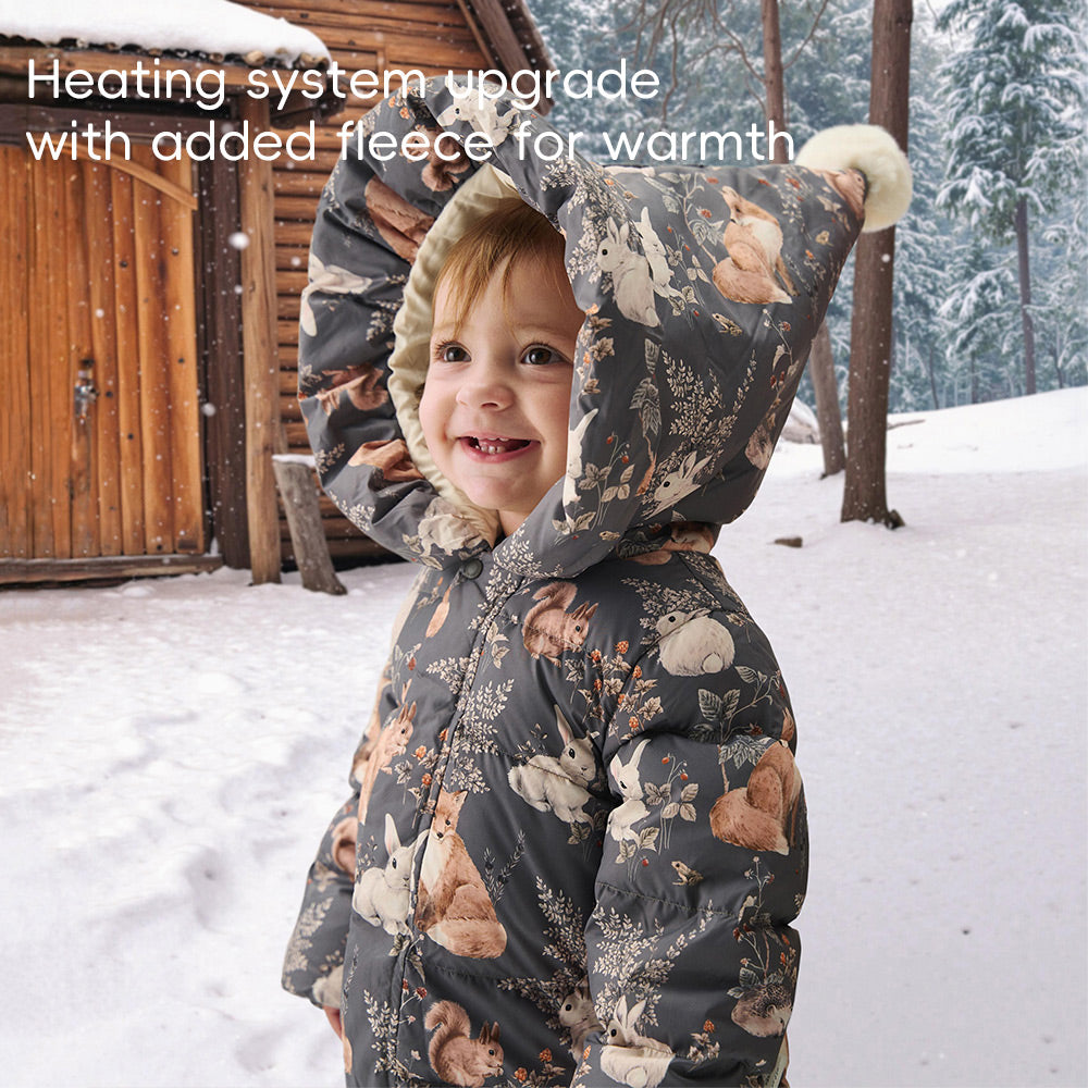 Cozy Down Baby Snowsuit with Forest Animal Print | Warm Winter Romper (-5°C~10°C)