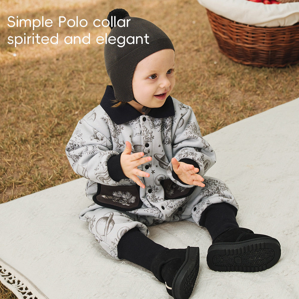 Fleece-Lined Fabric + Squirrel Embroidery + Baby Romper