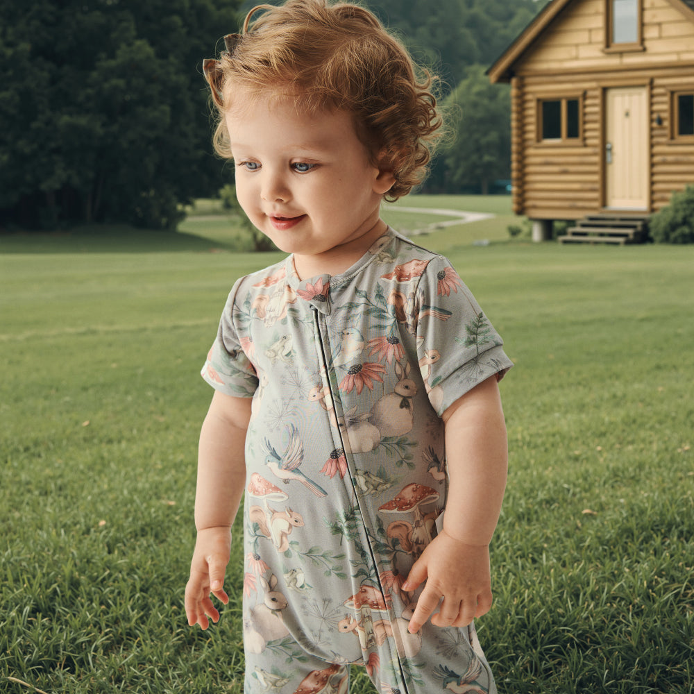 🌸 Soft & Cozy Lenzing Modal Zip-Up Romper for Baby | Nature-Inspired Print | Breathable & Sustainable 🌿