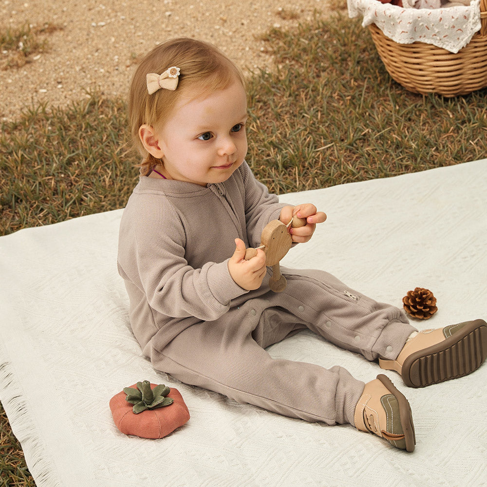 Wool-Blend Warmth | Cozy Fleece-Lined | YKK Zipper | Grey Baby Romper
