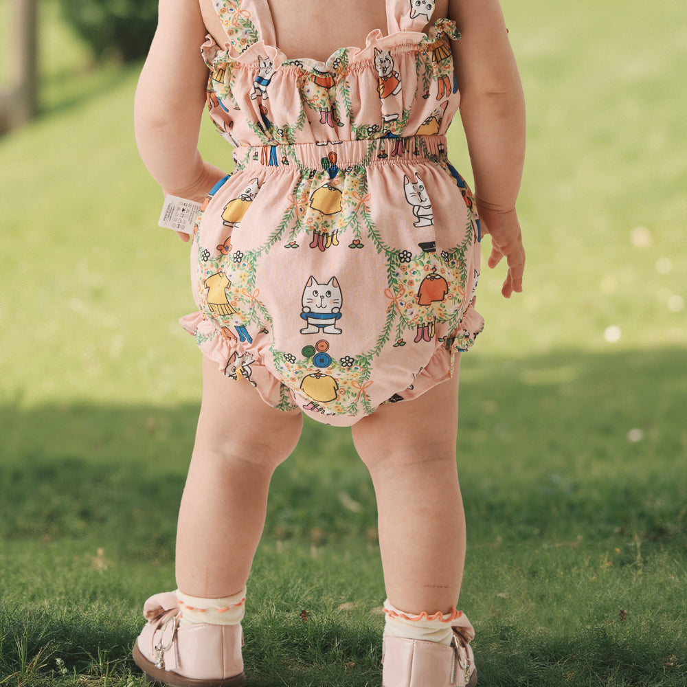 🐾 Kitty Playtime Baby Shorts – Soft Cotton with Ruffle Detail | Baby Girl Summer Bloomers 🌸