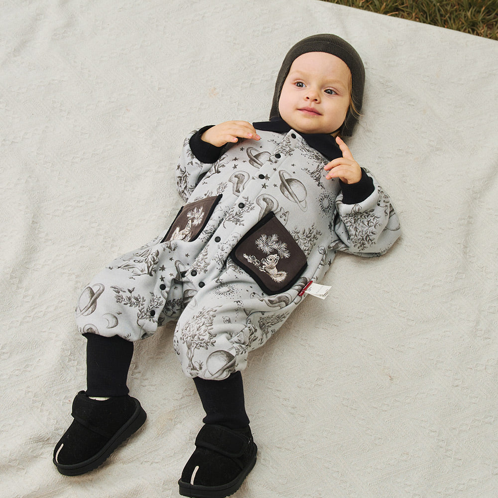 Fleece-Lined Fabric + Squirrel Embroidery + Baby Romper