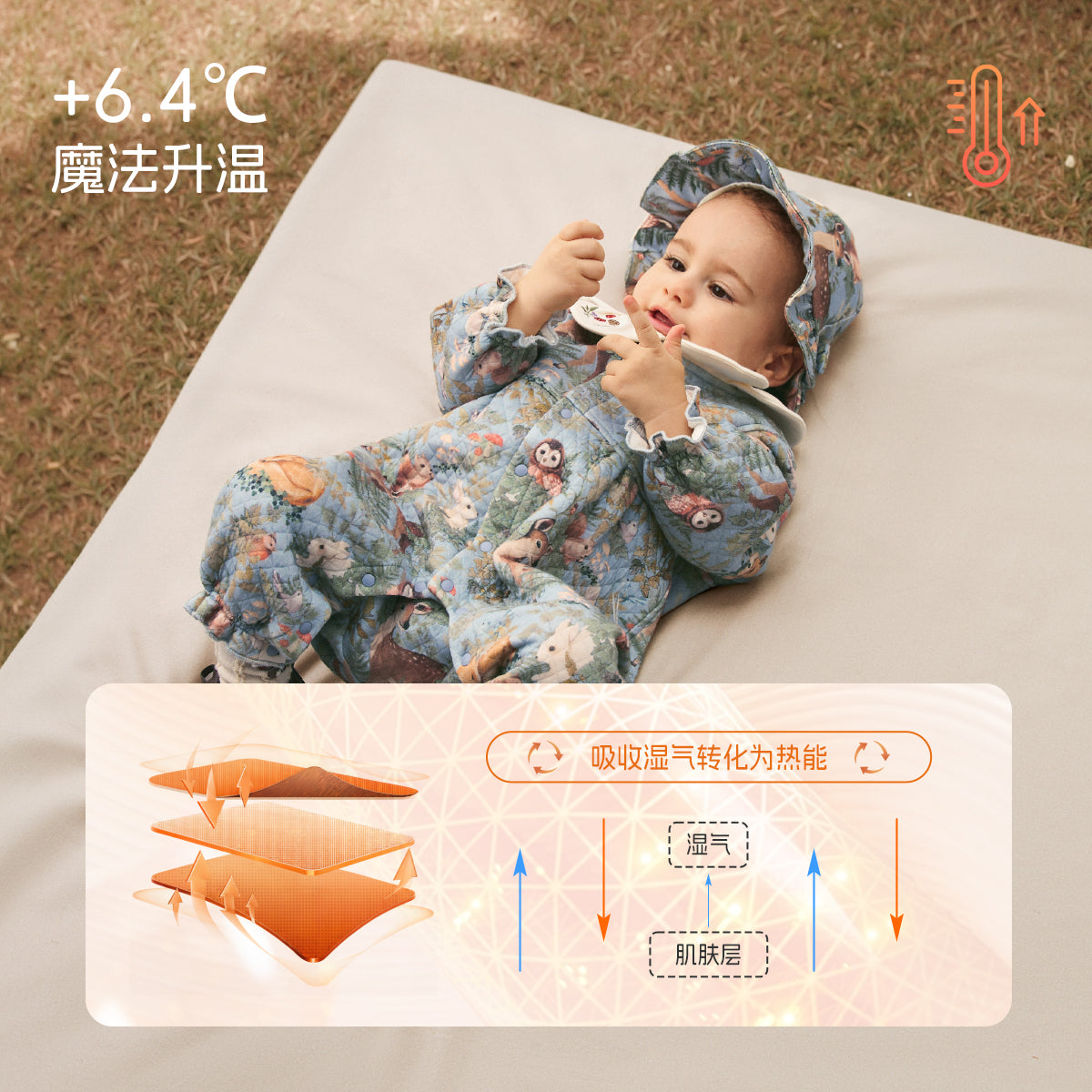 Woodland Animal Romper with Embroidery & Petal Collar