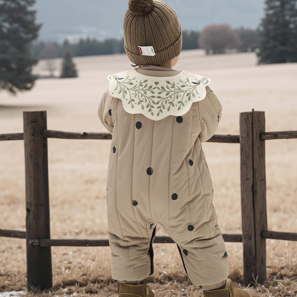 Baby Ski Snowsuit with Embroidered Collar | Warm Windproof One-Piece for Winter Adventures