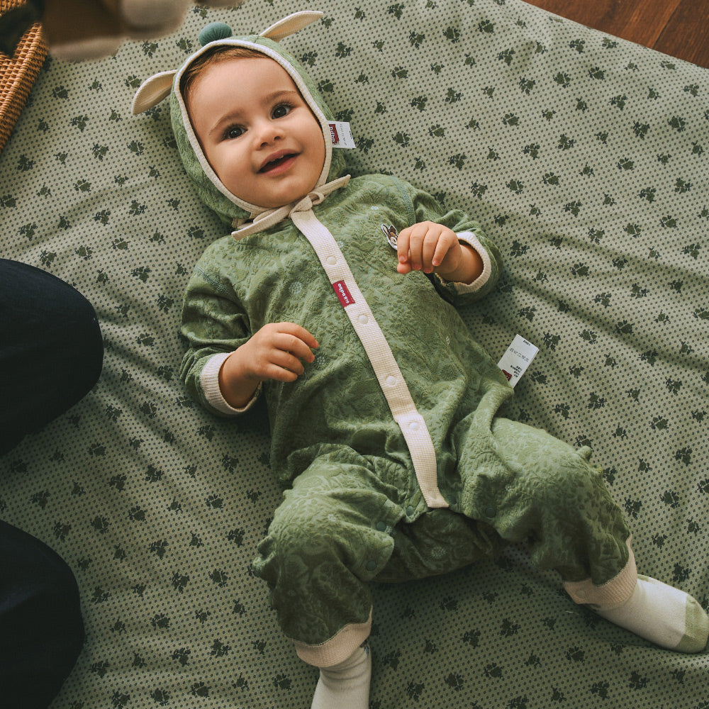 Baby Jacquard Romper with Hood – Forest Green