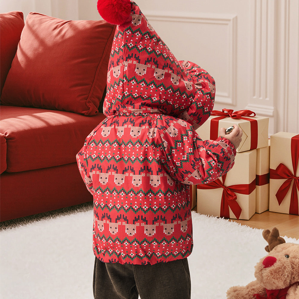 Waterproof Baby Ski Jacket with Reindeer Embroidery | Warm & Windproof Winter Coat (5°C–15°C)