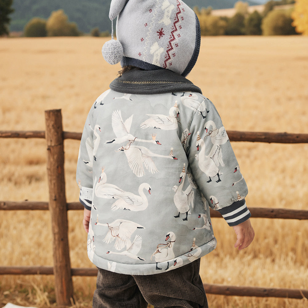Soft Cotton Baby Jacket with Swan Embroidery | Cozy Hooded Coat for Cool Weather (5°C–15°C)