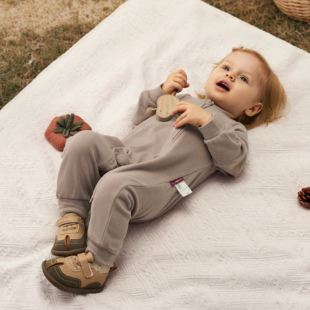 Wool-Blend Warmth | Cozy Fleece-Lined | YKK Zipper | Grey Baby Romper