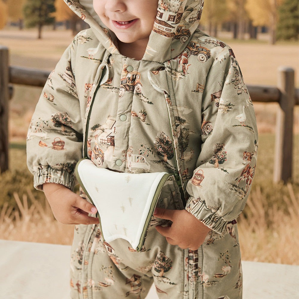 Cozy Cotton Baby Romper with Nordic Winter Print | Lightweight Padded One-Piece (5°C~15°C)