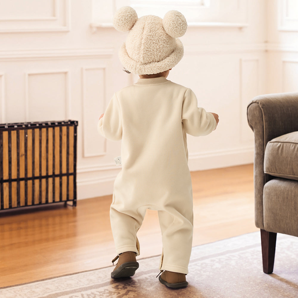 Embroidered Teddy Bear + Cozy Fleece Lining + Baby Romper