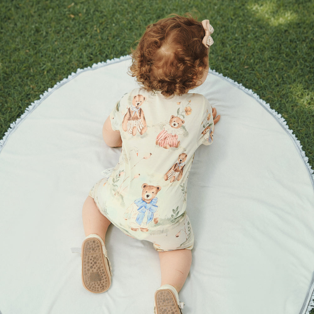 🌸 Soft Cotton Blend Baby Zip-Up Romper | Cute Teddy Bear Print | Breathable & Comfortable 🌿