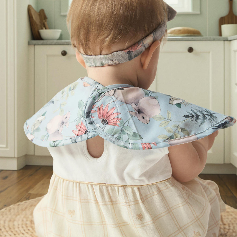 🌸 Whimsical Forest Baby Bib – Soft Waterproof Feeding Bib with Animal Print 🐇🦋
