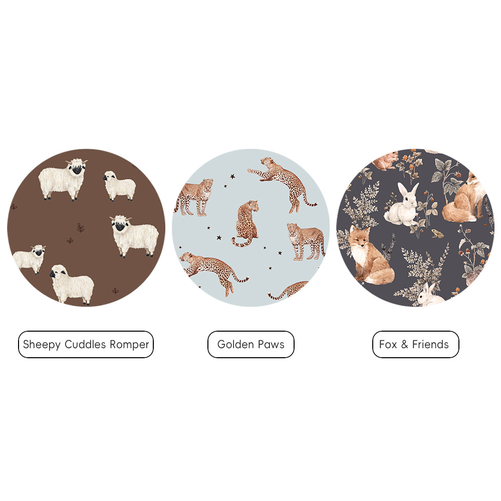 🍂 Woodland Dreams – Cotton Baby Lounge Set with Bunny & Squirrel Print