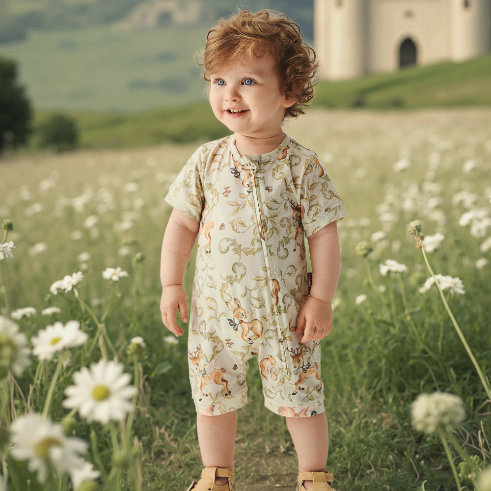 🐰 Enchanted Woodland Zip-Up Romper for Baby | Soft & Breathable | Ideal for Sweet Dreams 🌸