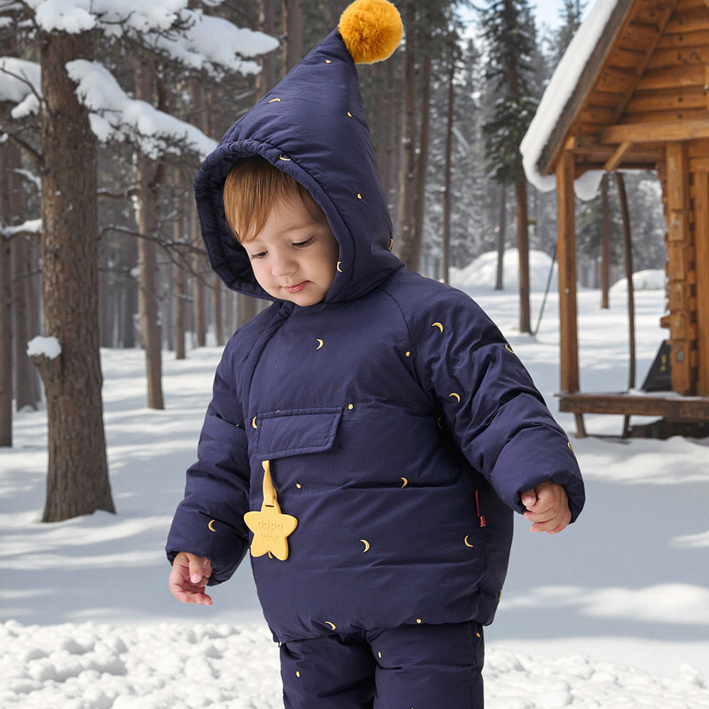 90% Down Baby Winter Jacket in Midnight Blue | Warm Waterproof Coat (-5°C to 10°C)