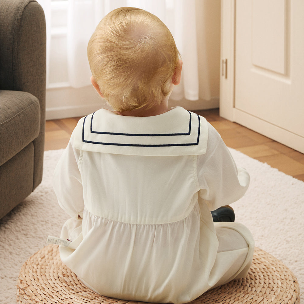 Embroidered Badge + Sailor Collar + Baby Romper