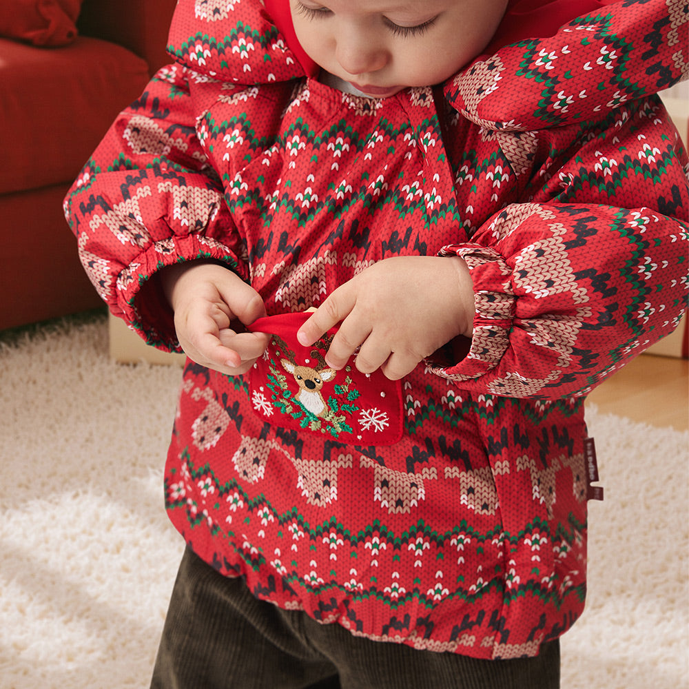 Waterproof Baby Ski Jacket with Reindeer Embroidery | Warm & Windproof Winter Coat (5°C–15°C)