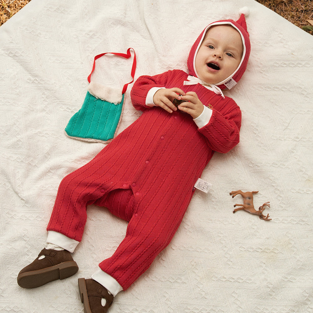 Christmas Reindeer Embroidery + Candy Cane Knit + Baby Romper