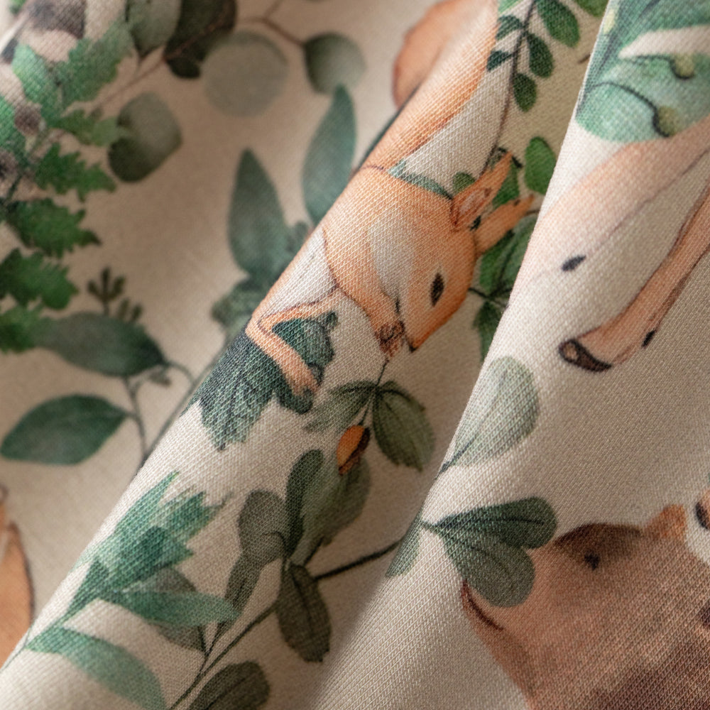 🍃 Forest Friends Smocked Romper | Soft Modal Magic