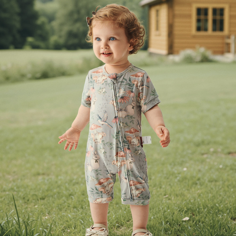 🌸 Soft & Cozy Lenzing Modal Zip-Up Romper for Baby | Nature-Inspired Print | Breathable & Sustainable 🌿