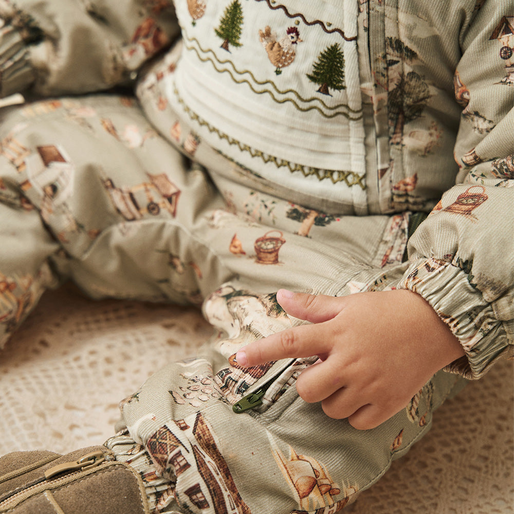 Cozy Cotton Baby Romper with Nordic Winter Print | Lightweight Padded One-Piece (5°C~15°C)