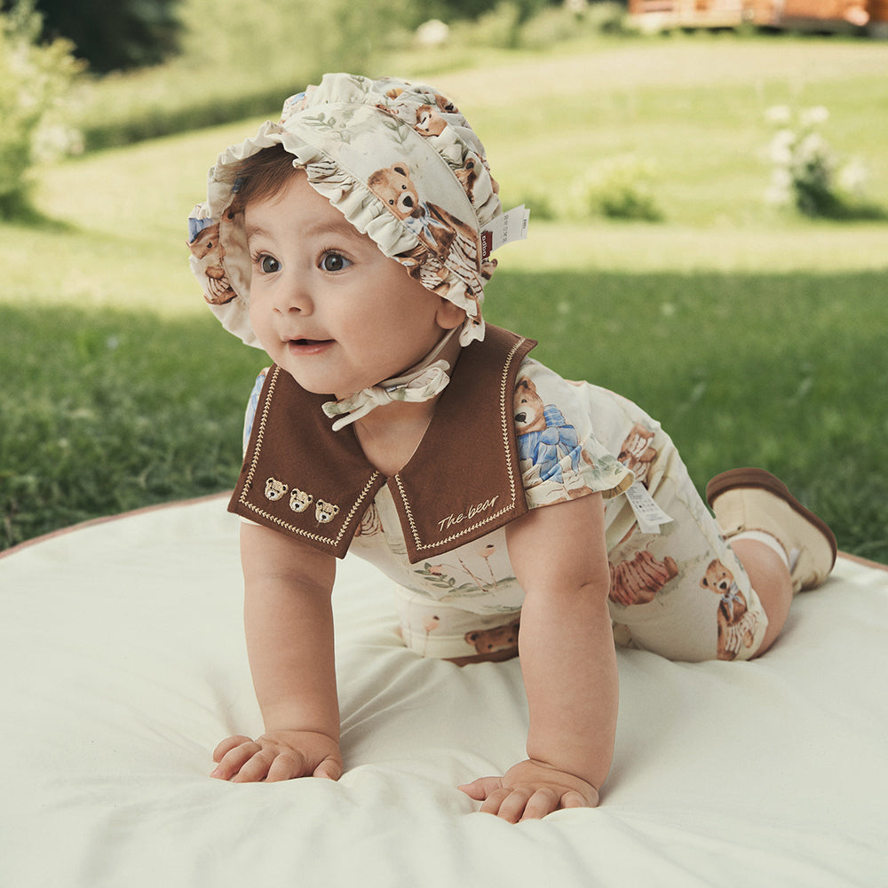 Luxurious Cotton Embroidered Bear Pajamas | Warm Fairytale Baby Bodysuit