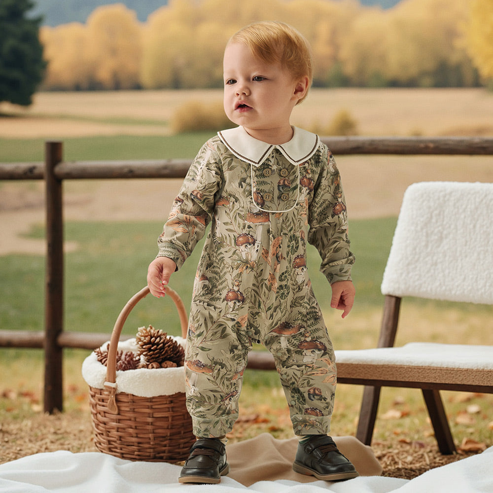 Baby Cotton Peter Pan Top – Decorative Buttons, Breathable Comfort & Su-Style Embroidery | Safe & Gentle for 23°C–28°C