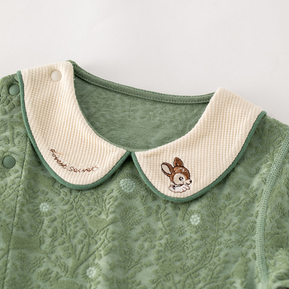 🌿 Baby Long Sleeve Jumpsuit – Embossed Jacquard Fabric for a Luxe Look