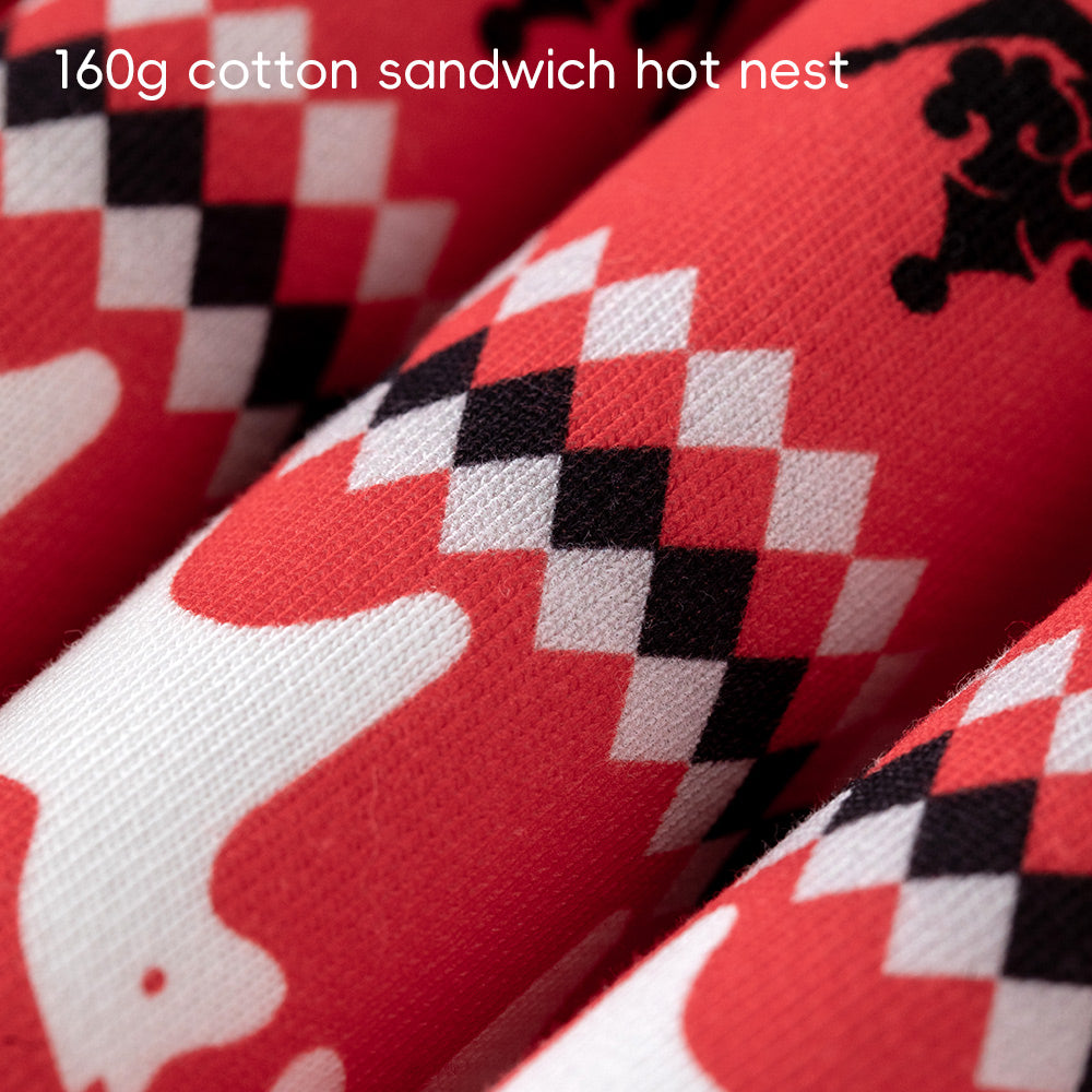 Festive Fair Isle Baby Romper in Red | Cozy Cotton One-Piece with Contrast Collar (5°C–15°C)