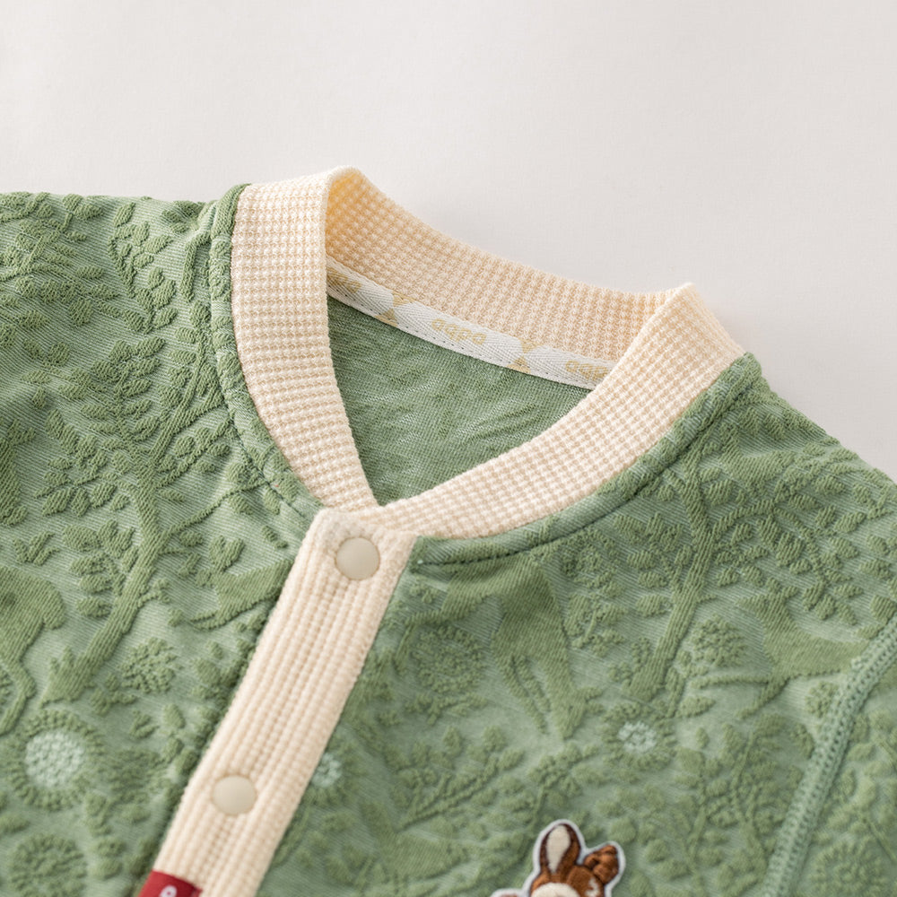 Baby Jacquard Romper with Hood – Forest Green
