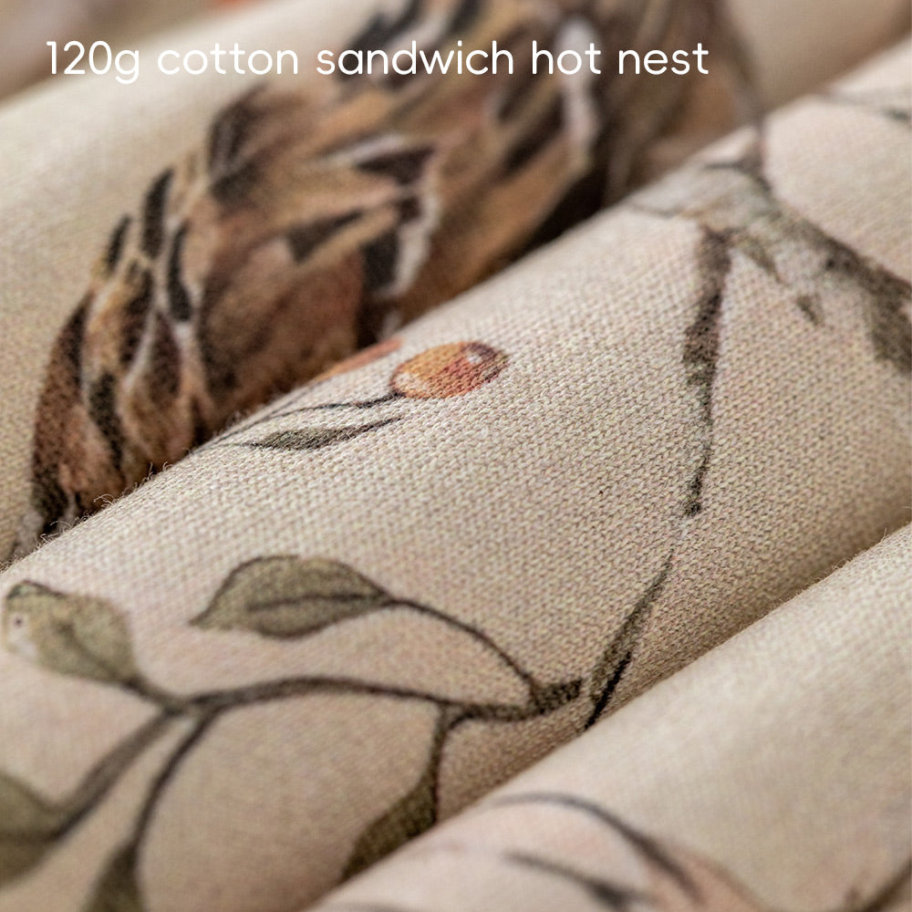 Sandwich-Layer Cotton + Bird Embroidery Collar + Baby Winter Romper