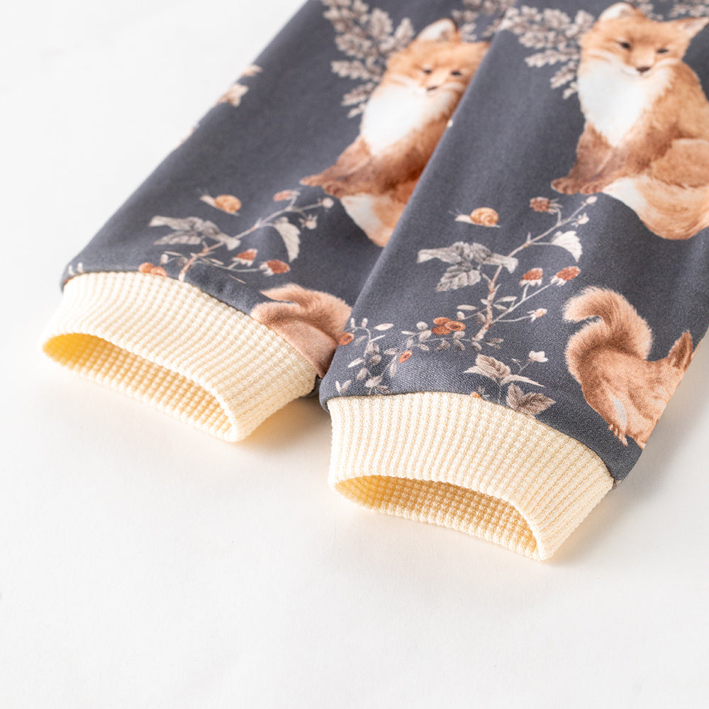 🍂 Woodland Dreams – Cotton Baby Lounge Set with Bunny & Squirrel Print