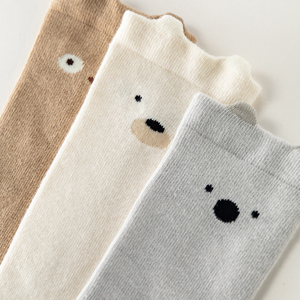 3-Pack Soft Cotton Blend Animal Knee Socks for Babies