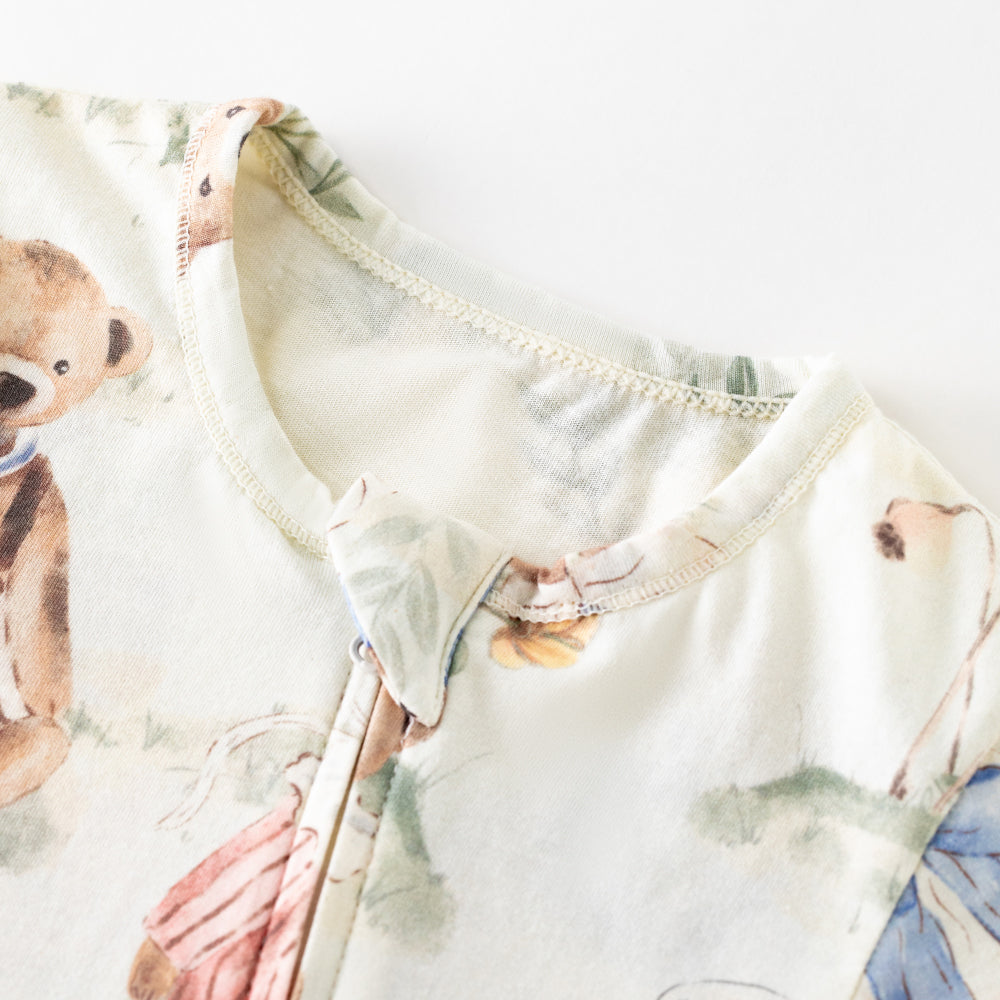 🌸 Soft Cotton Blend Baby Zip-Up Romper | Cute Teddy Bear Print | Breathable & Comfortable 🌿