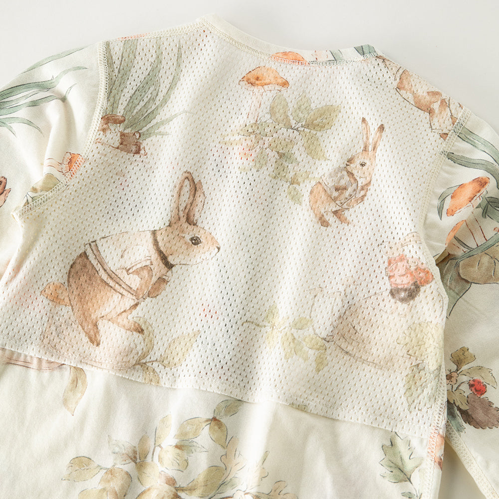 Cotton Mesh Long Sleeve Romper