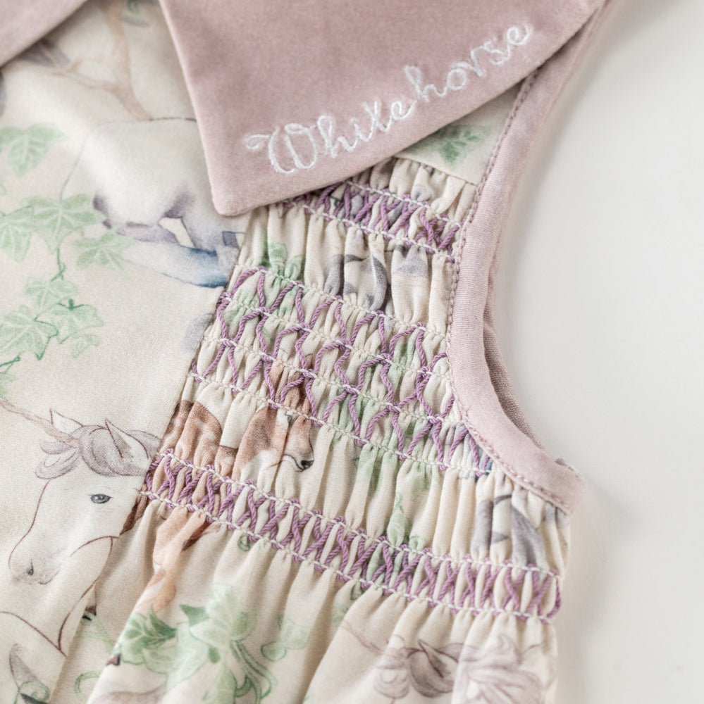 🌿 Woodland Smocked Baby Romper | Ultra-Soft Modal