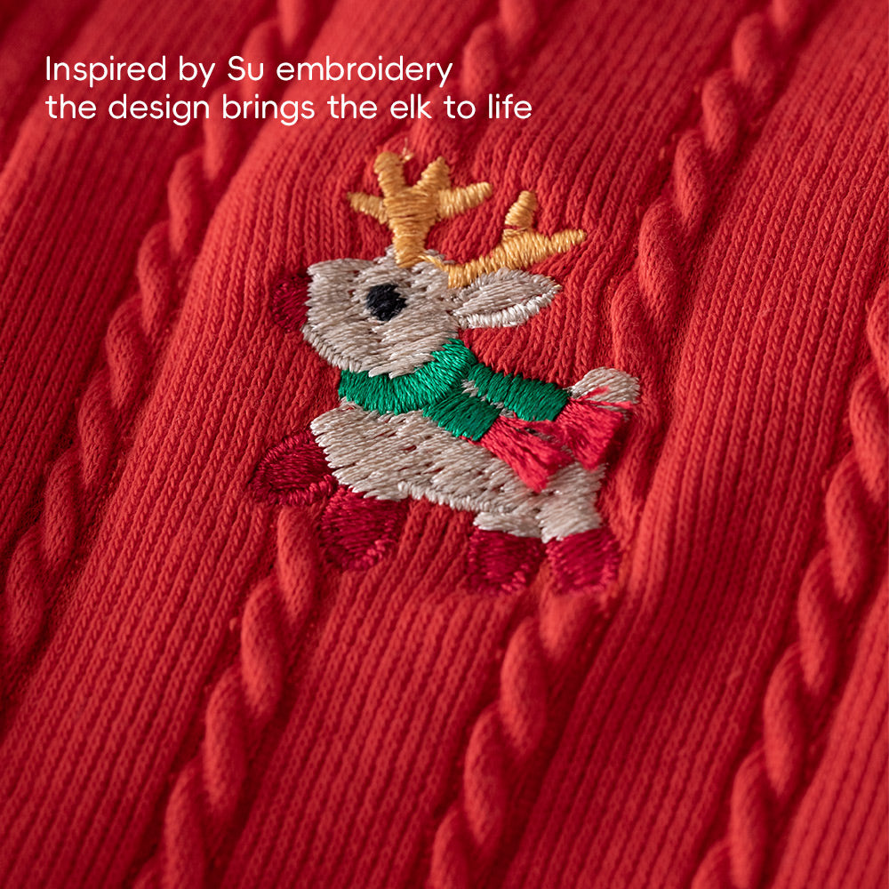 Christmas Reindeer Embroidery + Candy Cane Knit + Baby Romper