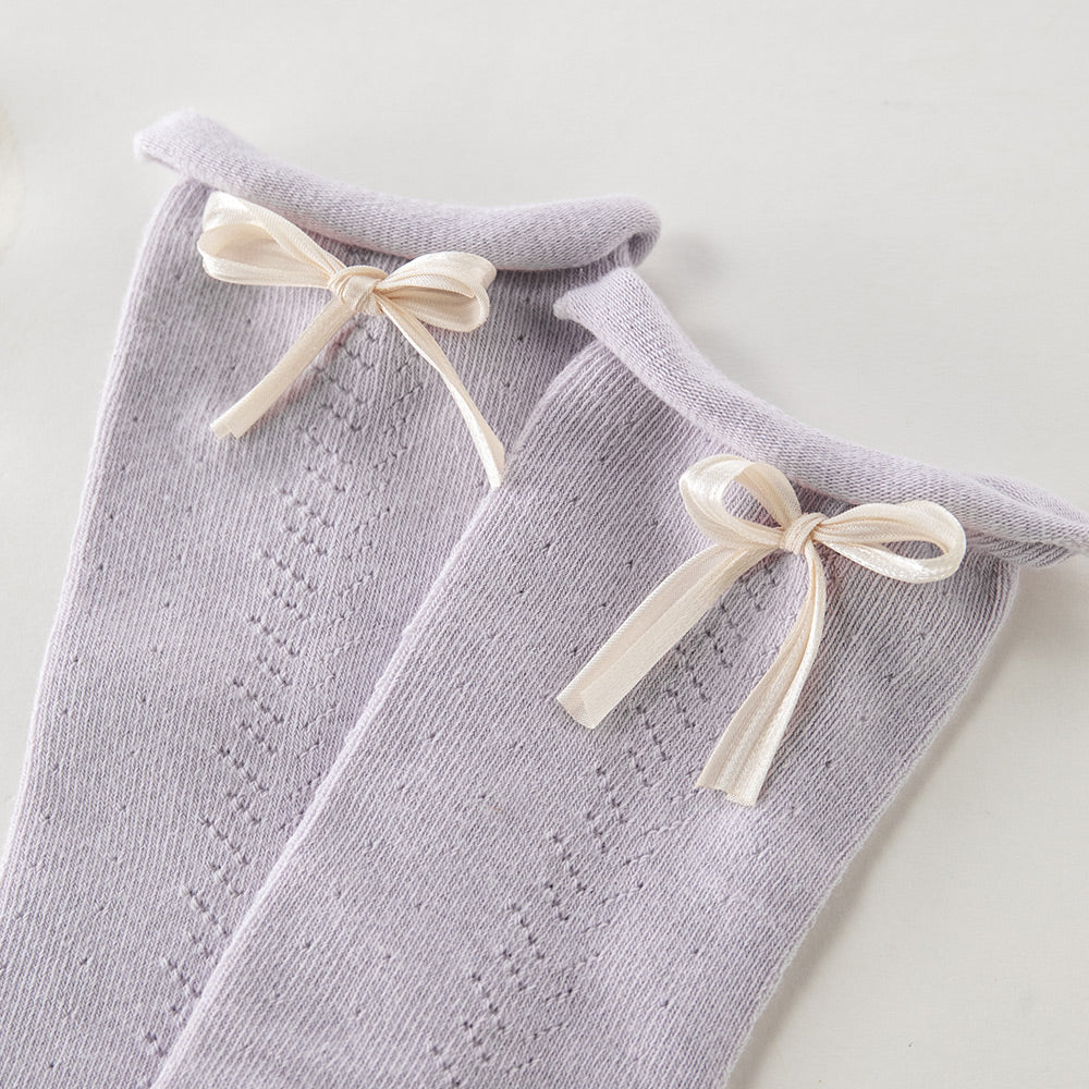 2-Pack Cotton Bow Knee Socks for Baby Girls