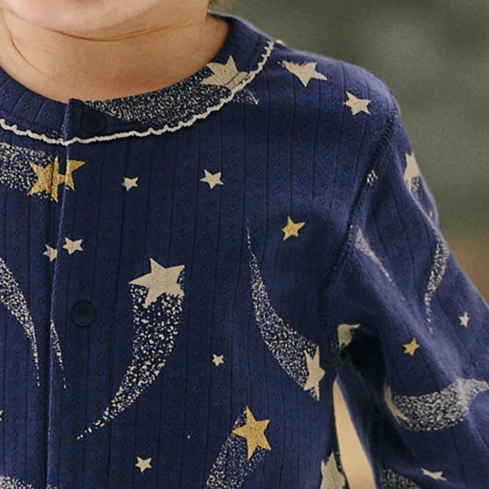 Starry Night – Cotton Baby Romper with Shooting Star Print