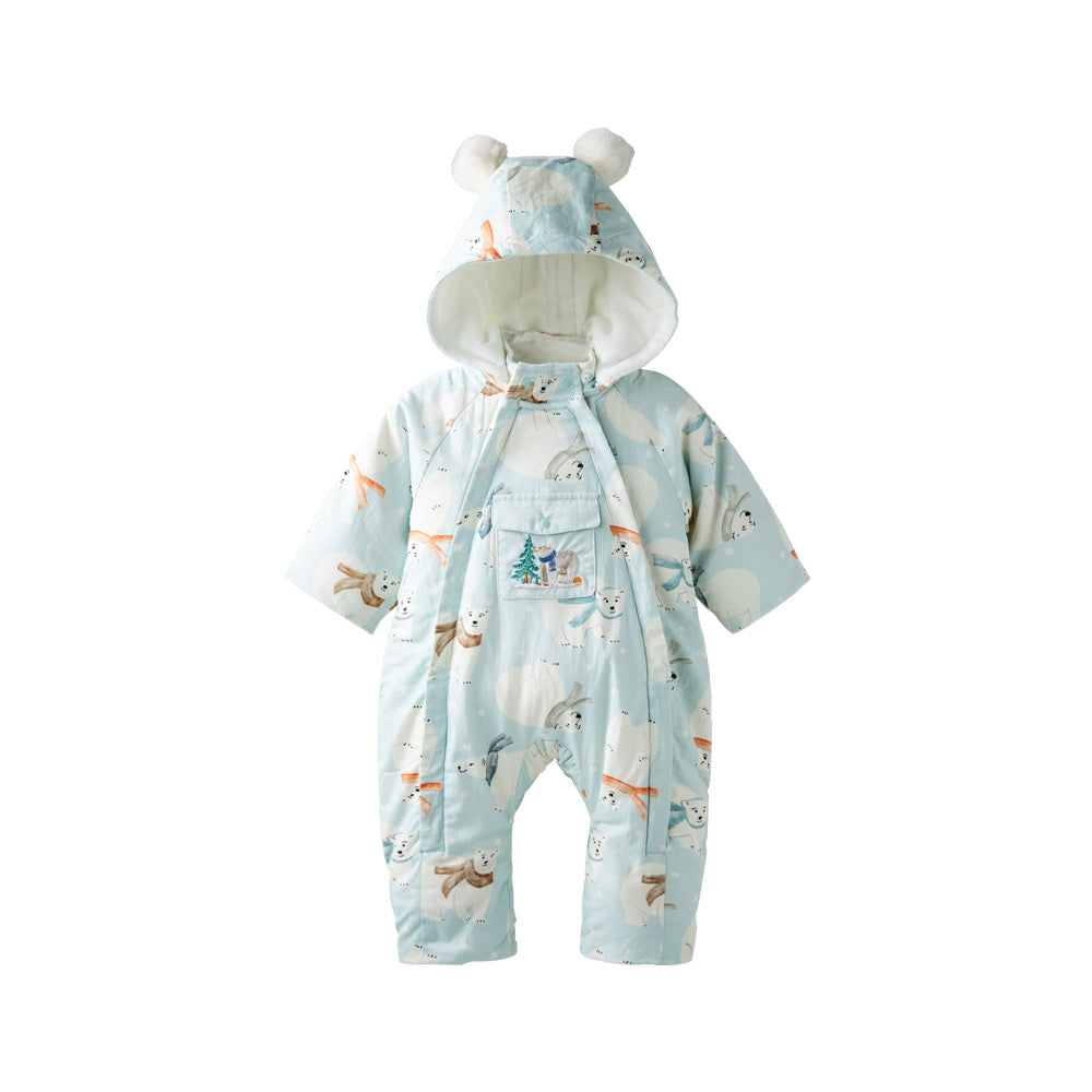 Lightweight Cotton Baby Snowsuit with Arctic Animal Print | Soft & Cozy Winter Romper (5°C~15°C)
