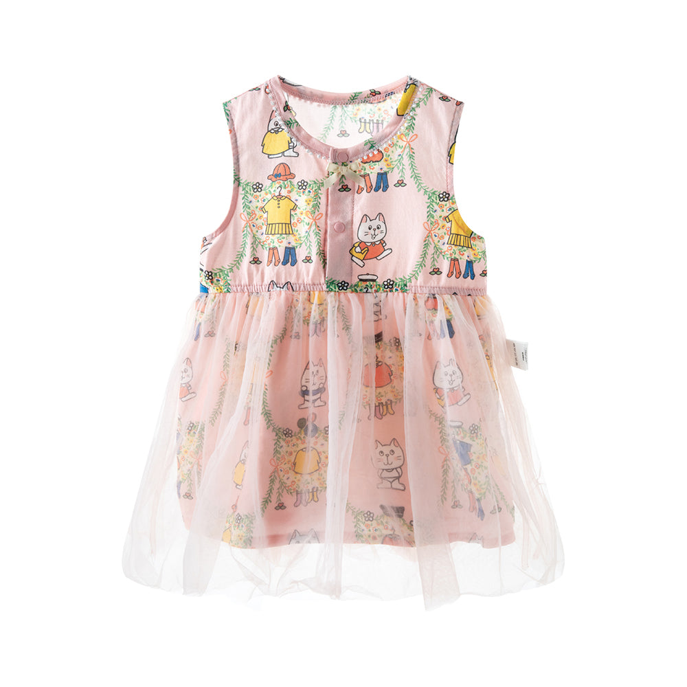 🐾 Kitty Garden Baby Dress 🌸 Soft Cotton with Tulle Skirt & Ruffle Details | Cute Baby Girl Dress for Special Moments ✨