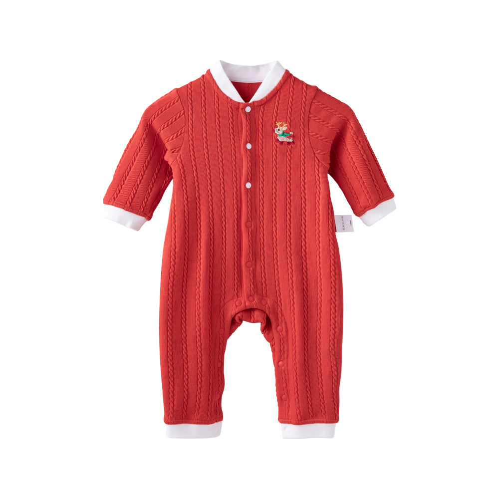 Christmas Reindeer Embroidery + Candy Cane Knit + Baby Romper