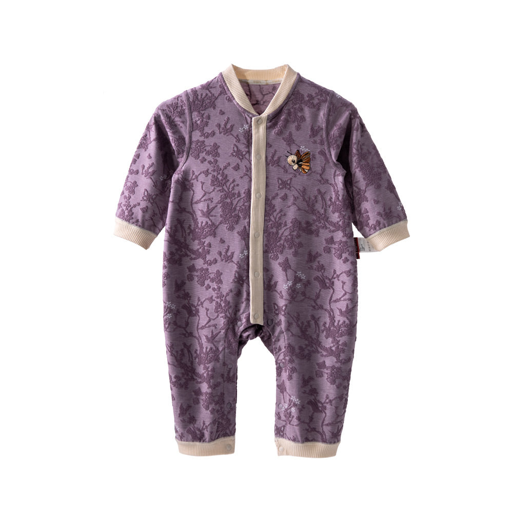 Jacquard Embossed Fabric + Butterfly Embroidery + Baby Romper