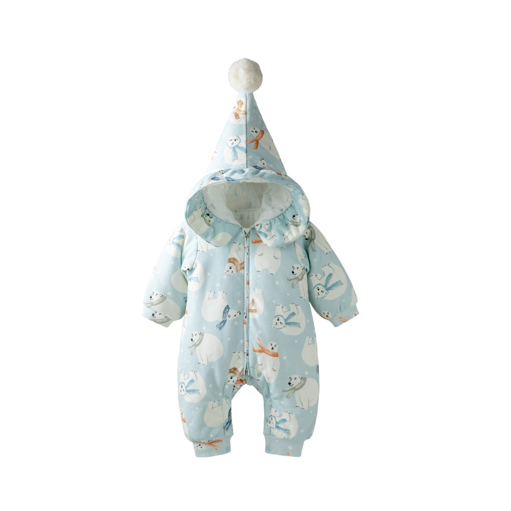 Baby Polar Adventure Romper – 3-Layer Thermal Cotton Jumpsuit with YKK Zipper | Cozy for 5℃–15℃ Weather