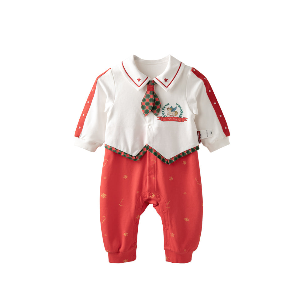 My First Christmas Baby Romper - Festive Santa Suit Style